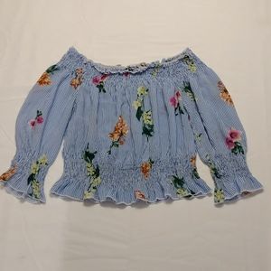 A'gaci Off Shoulder Floral Crop Top